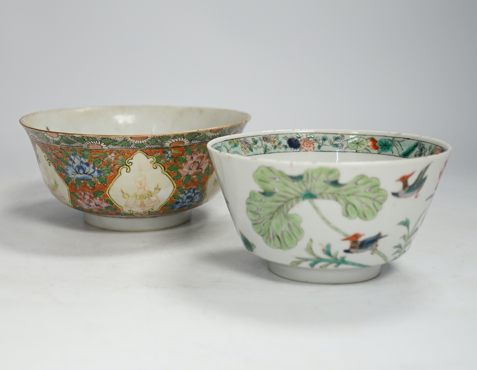 Two Chinese enamelled porcelain bowls, one for the Thai market, late Qing period, largest 16cm in diameter